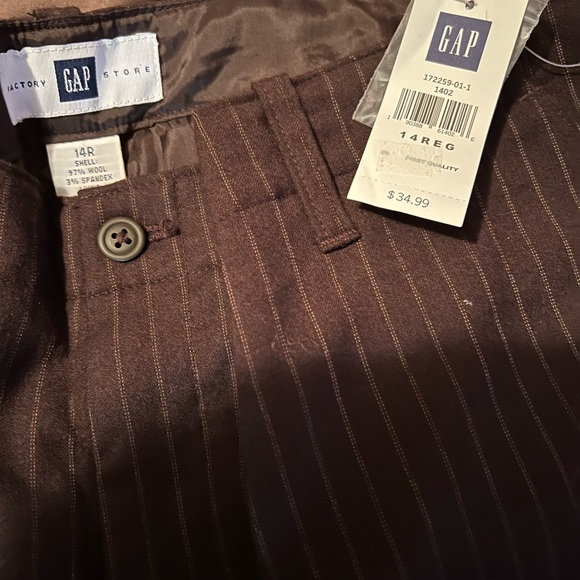 GAP factory brown pinstripe.  Lined flare slacks size 14 - Picture 3 of 3